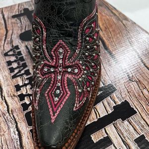 Corral Black and Pink Cross Boot
